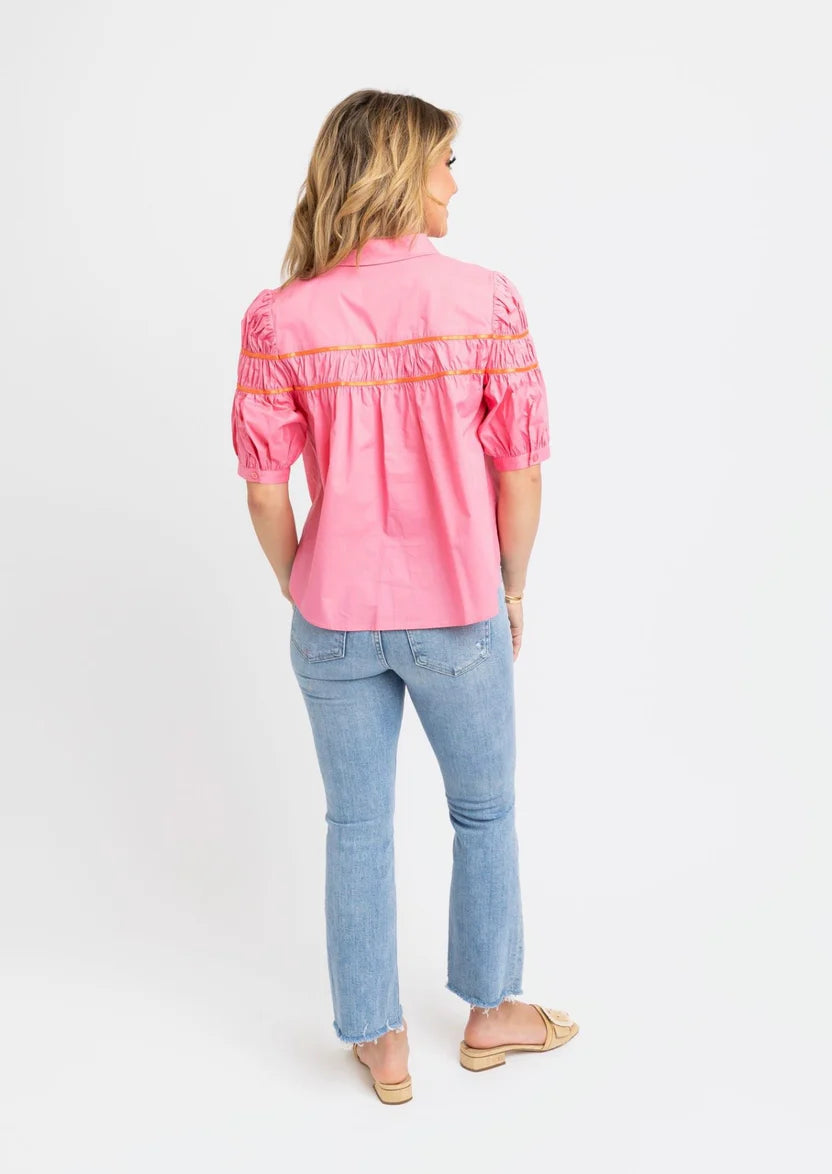 Contrast Trim Poplin Top