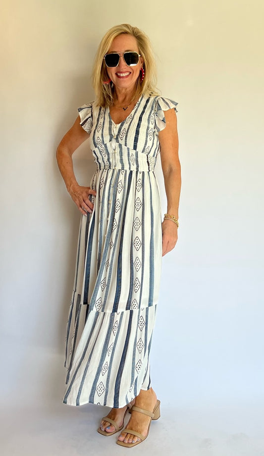 Gianna Blue Stripe Maxi