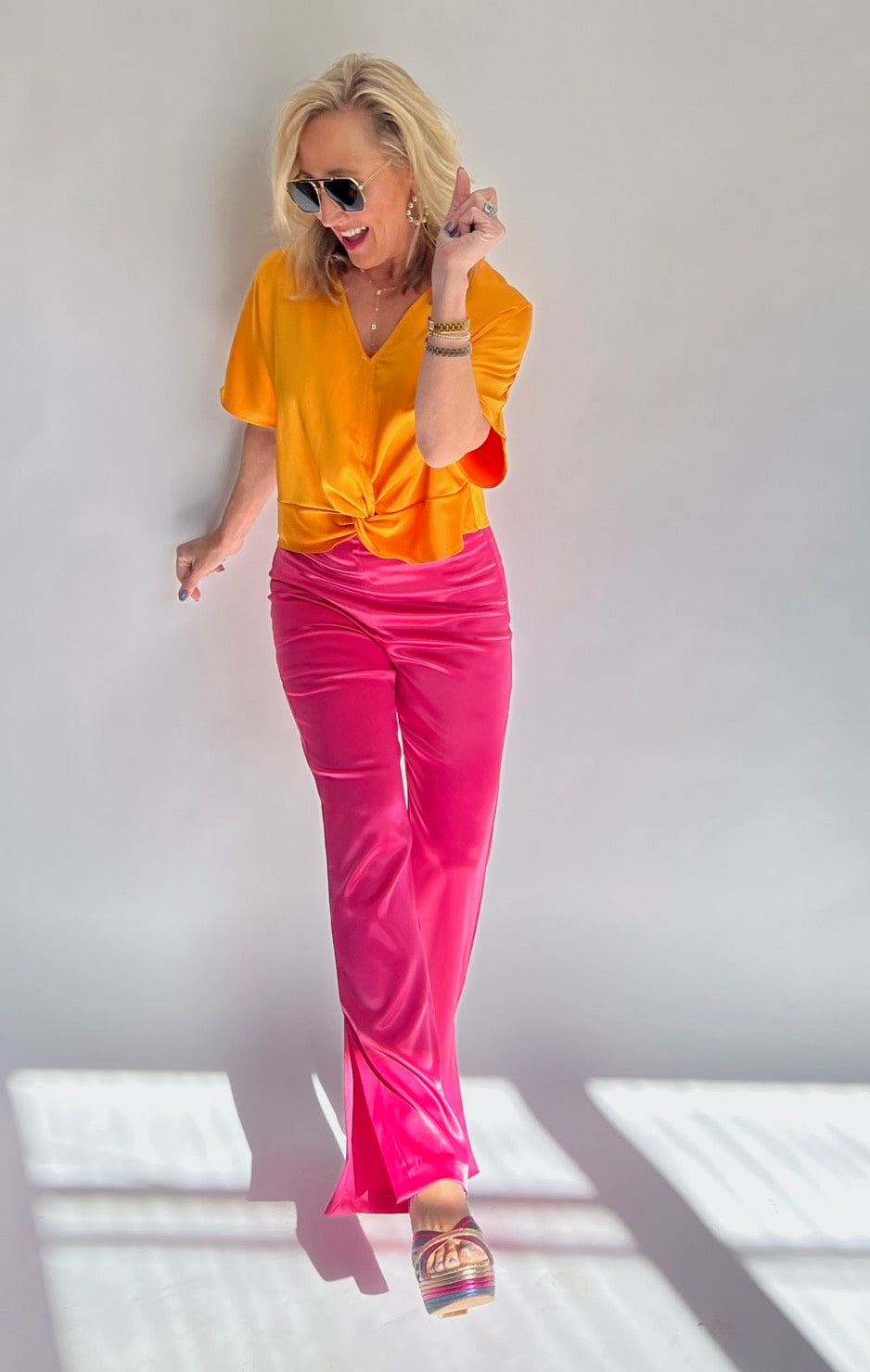 Safia Split Hem Satin Pant