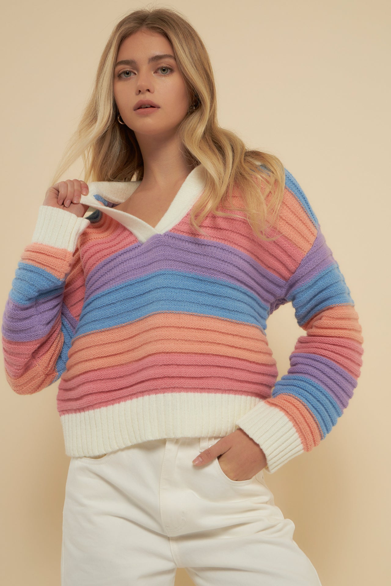 rainbow stripe knit sweater 
