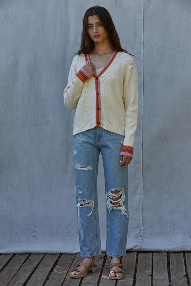 Cream Multi Stripe Sweater